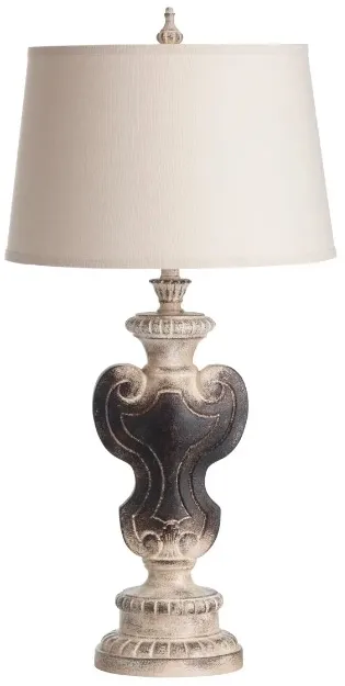 Crestview Collection Shield Cast Antique White/Charred Black Table Lamp