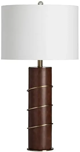 Crestview Collection Huntsman Antique Brass/Espresso Brown Table Lamp with Brass Rings