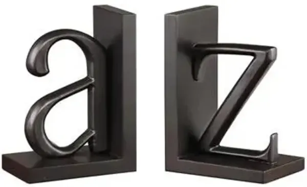 Crestview Collection A to Z Black Bookend Pair