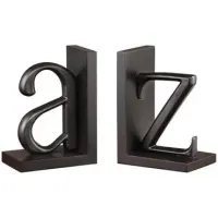 Crestview Collection A to Z Black Bookend Pair