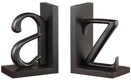 Crestview Collection A to Z Black Bookend Pair