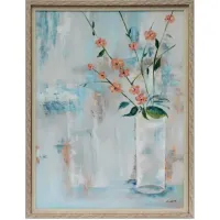 Crestview Collection Pretty In Pink Aged Wood/Coral/Light Blue Wall Art 
