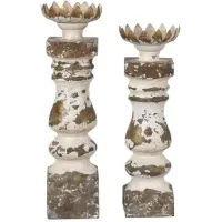 Crestview Collection Brimar Set of 2 Brown/White Candleholders