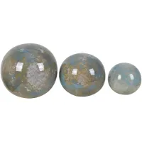 Crestview Collection Lloyd 3-Piece Aqua Marbled & Glazed Lloyd Sphere Set