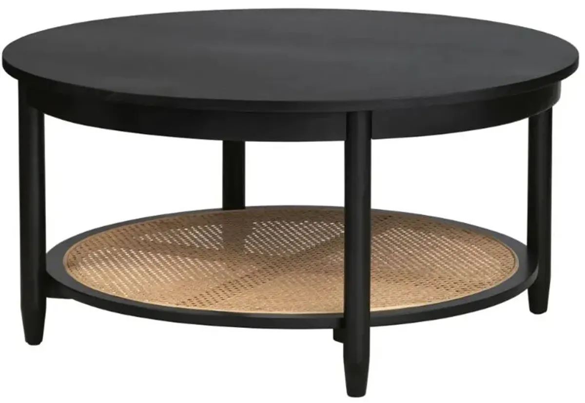 Crestview Collection Port Royal Natural Cocktail Table with Black Base