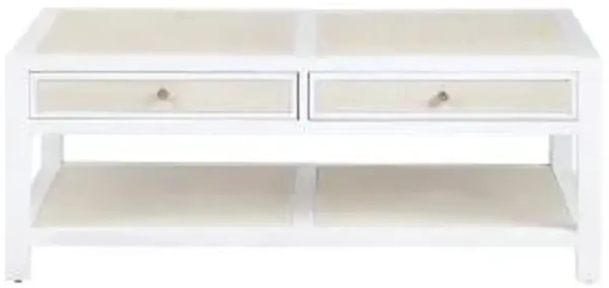 Crestview Collection Sandy Shores Cream Cocktail Table with White Base