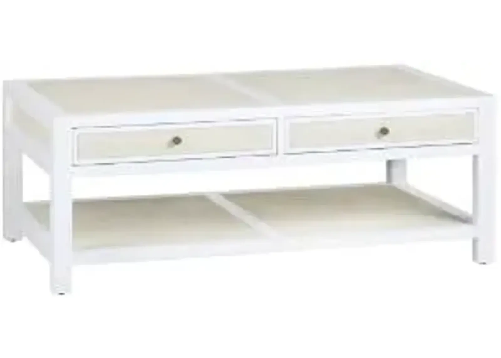 Crestview Collection Sandy Shores Cream Cocktail Table with White Base