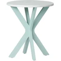 Crestview Collection White Accent Table with Aqua Base