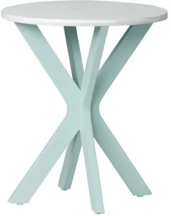 Crestview Collection White Accent Table with Aqua Base