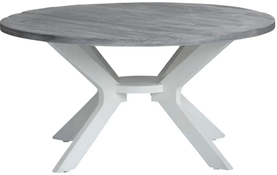 Crestview Collection Gray Round Cocktail Table with White Base