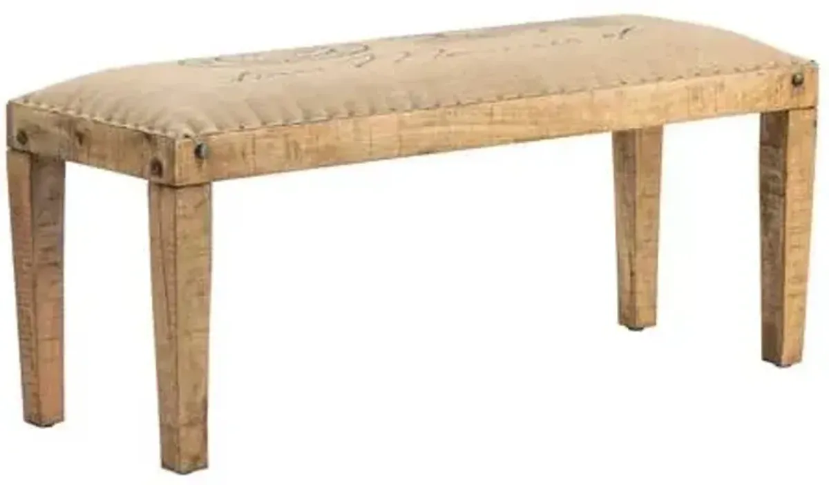 Crestview Collection Bengal Manor Mango Wood Burlap Bench