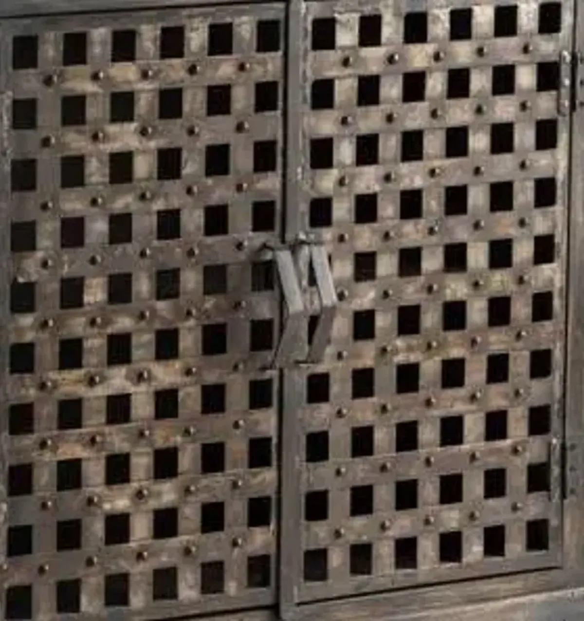 Crestview Collection Bengal Manor Metal Lattice Work and Mango Wood Cabinet