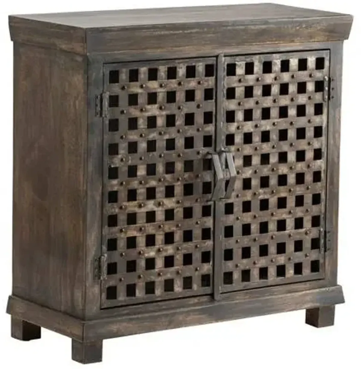 Crestview Collection Bengal Manor Metal Lattice Work and Mango Wood Cabinet