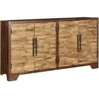 Crestview Collection Bengal Manor Two Tone Mango Wood Random Strips Sideboard