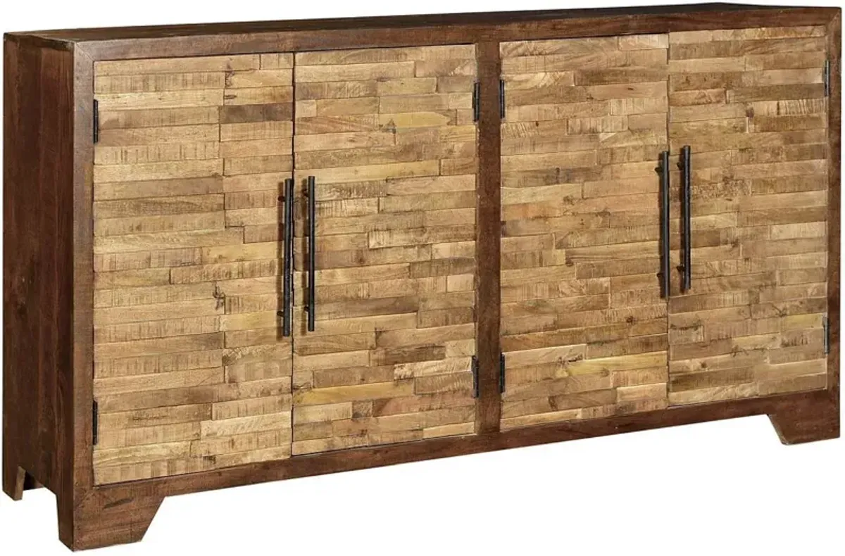 Crestview Collection Bengal Manor Two Tone Mango Wood Random Strips Sideboard
