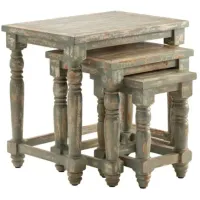 Crestview Collection Bengal Manor Ishana 3-Piece Green/Tan Nesting Table Set