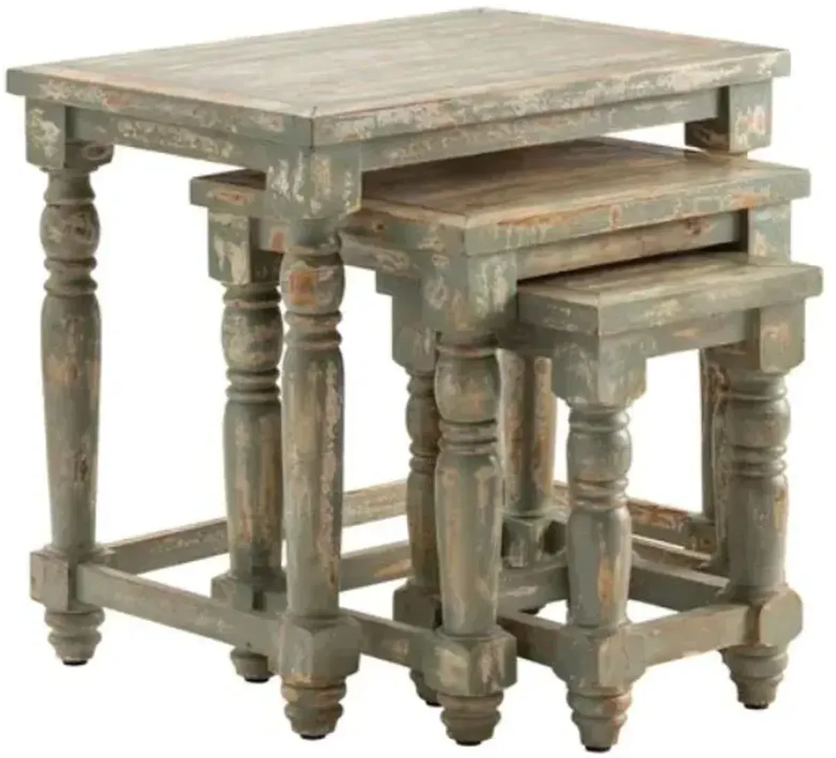 Crestview Collection Bengal Manor Ishana 3-Piece Green/Tan Nesting Table Set