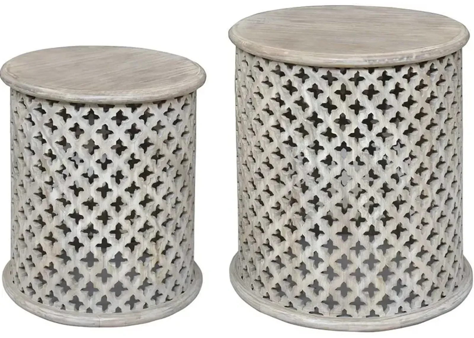 Crestview Collection Bengal Manor Tail Lake 2-Piece White Accent Table Set