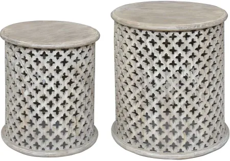 Crestview Collection Bengal Manor Tail Lake 2-Piece White Accent Table Set