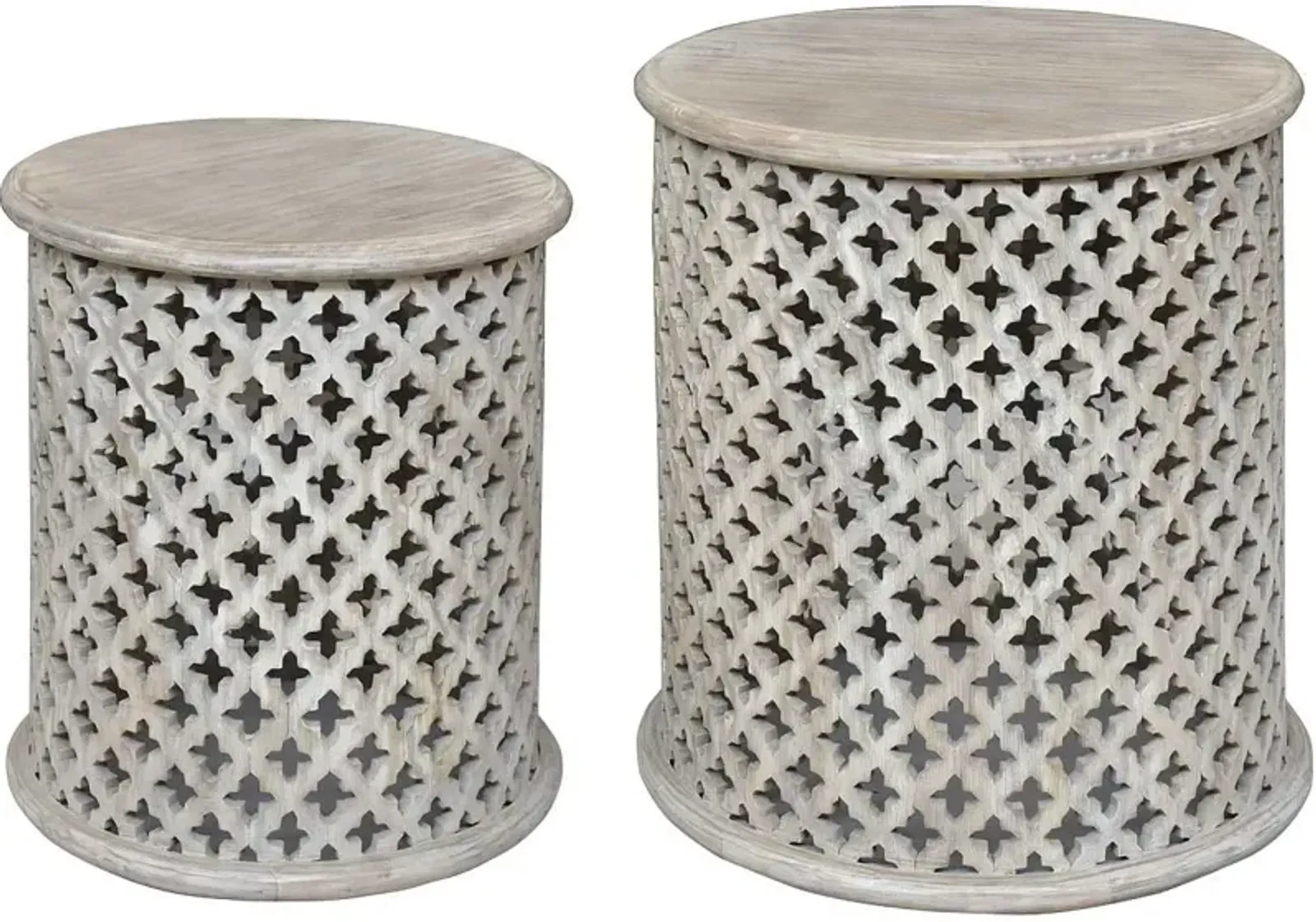 Crestview Collection Bengal Manor Tail Lake 2-Piece White Accent Table Set