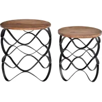 Crestview Collection Bengal Manor Townsend 2-Piece Brown Accent Table Set with  Black Base