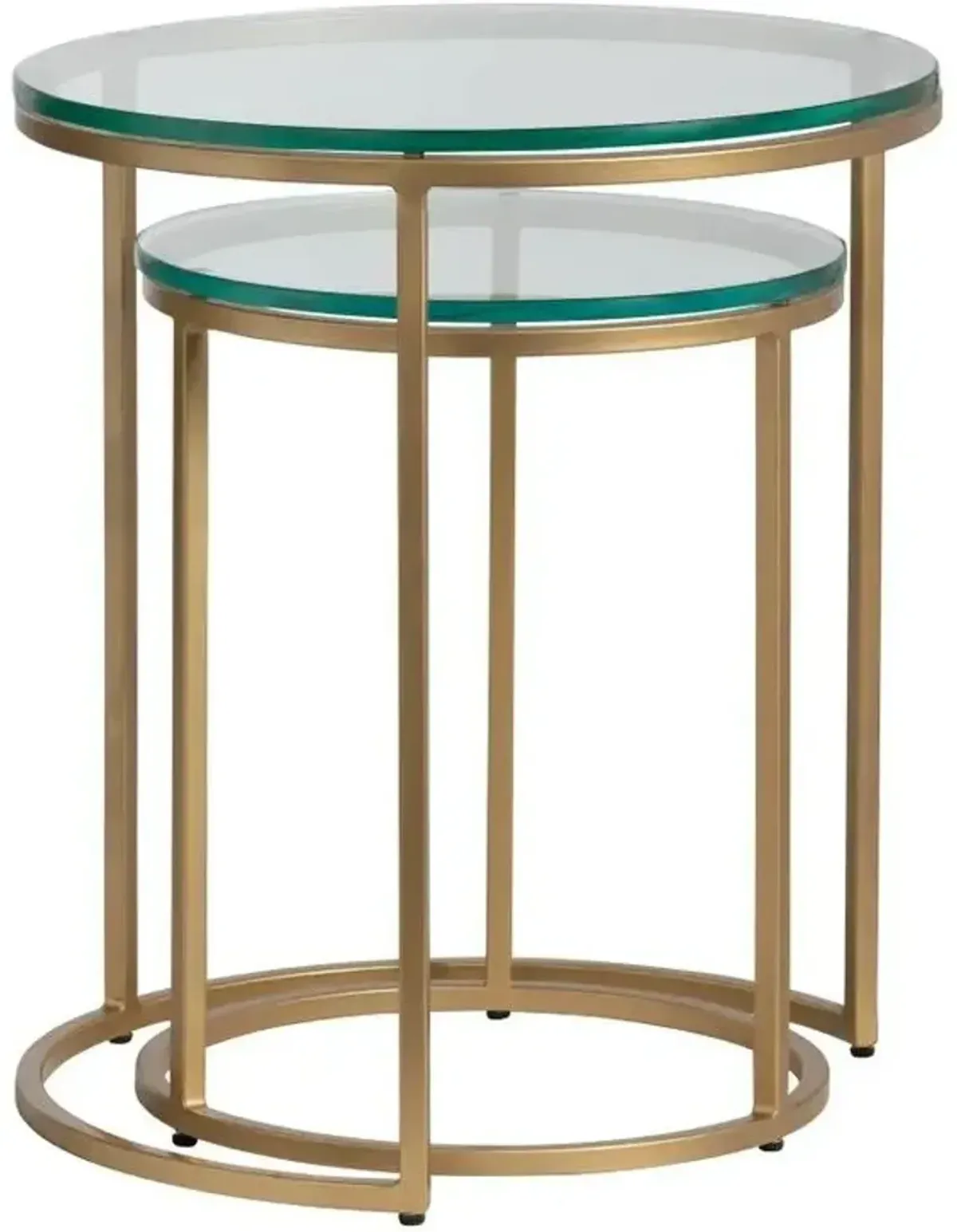 Crestview Collection Bassist 2-Piece Glass Top Nested Table Set with Gold Base