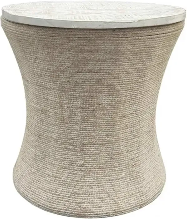Crestview Collection Key Largo White End Table with Tan Base