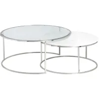 Crestview Collection Cellini 2-Piece Silver Nested Cocktail Table Set