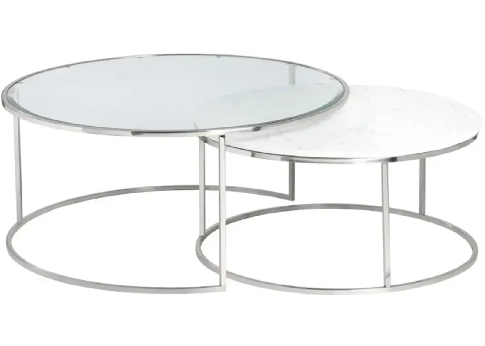 Crestview Collection Cellini 2-Piece Silver Nested Cocktail Table Set