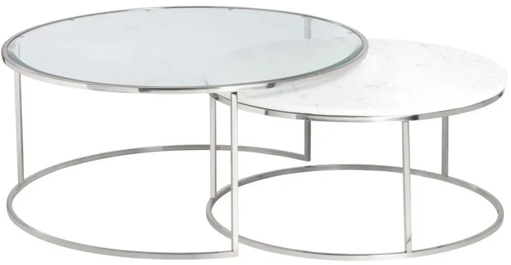 Crestview Collection Cellini 2-Piece Silver Nested Cocktail Table Set
