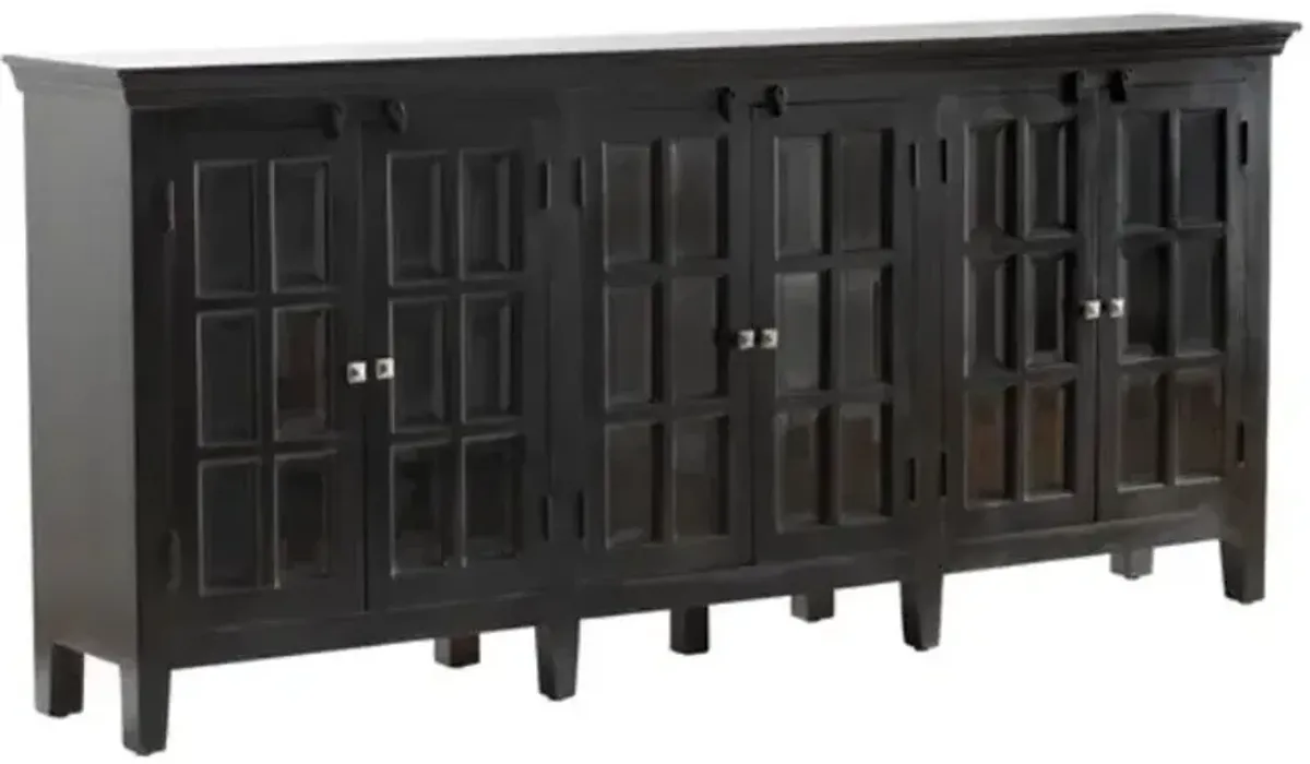 Crestview Collection Bengal Manor Acacia Wood Large Window Pane Sideboard