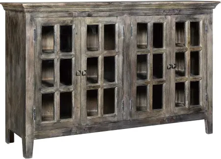 Crestview Collection Bengal Manor Acacia Wood Window Pane Cabinet