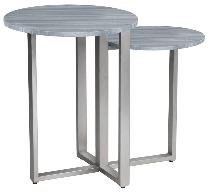 Crestview Collection Halden Gray Accent Table with Nickel Base