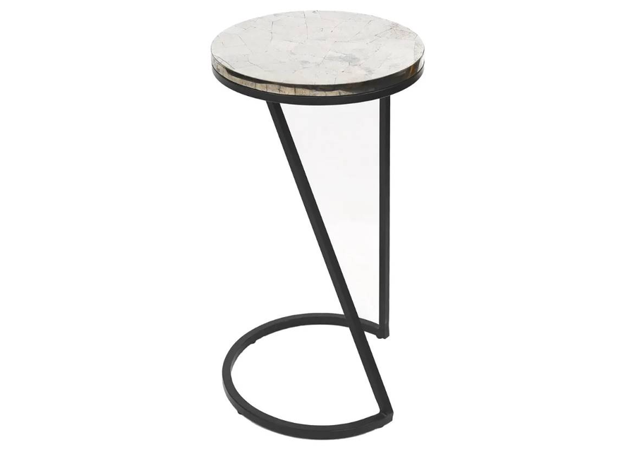 Crestview Collection Sullivan Silver Accent Table with Black Base