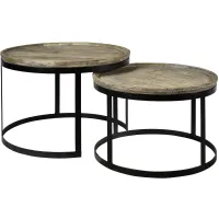 Crestview Collection Bengal Manor Traymore Brown Nesting Cocktail Table Set with Black Base 