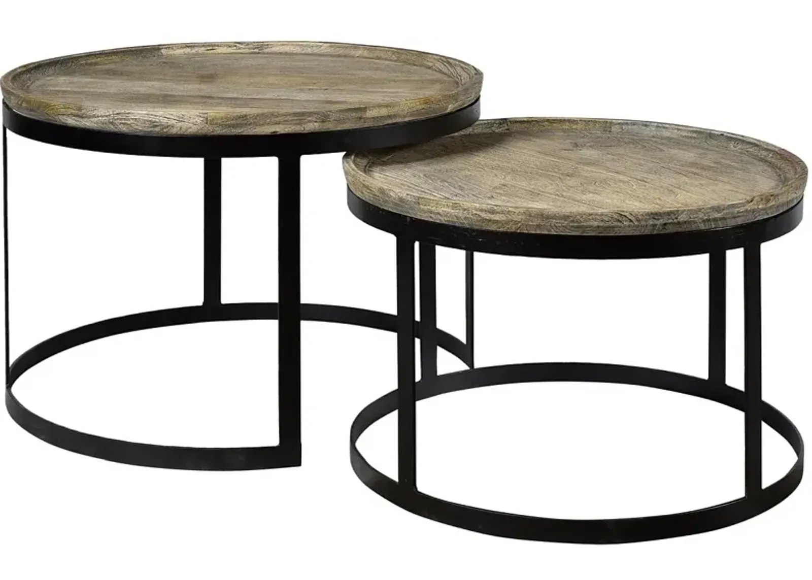 Crestview Collection Bengal Manor Traymore Brown Nesting Cocktail Table Set with Black Base 