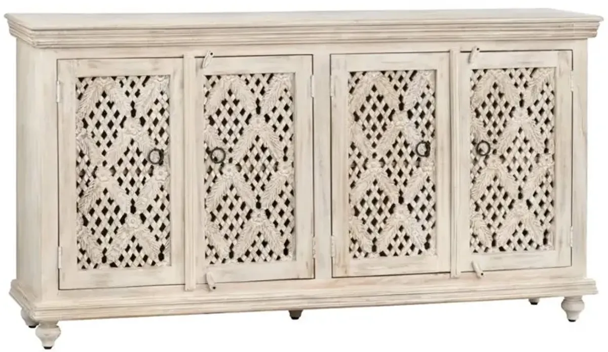 Crestview Collection Lattice White Wash Sideboard