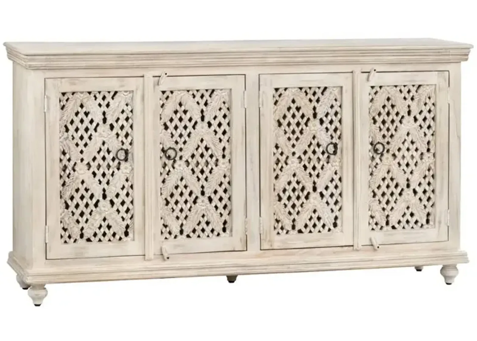 Crestview Collection Lattice White Wash Sideboard