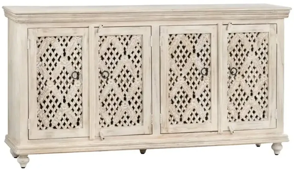 Crestview Collection Lattice White Wash Sideboard