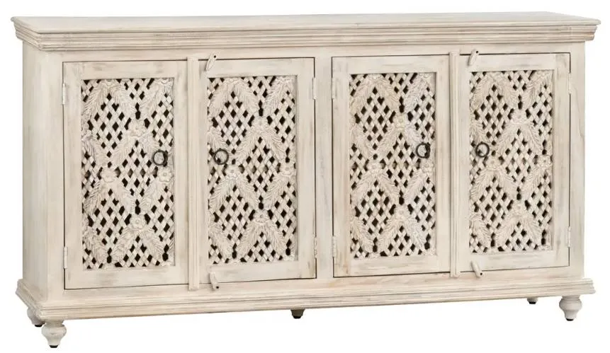 Crestview Collection Lattice White Wash Sideboard