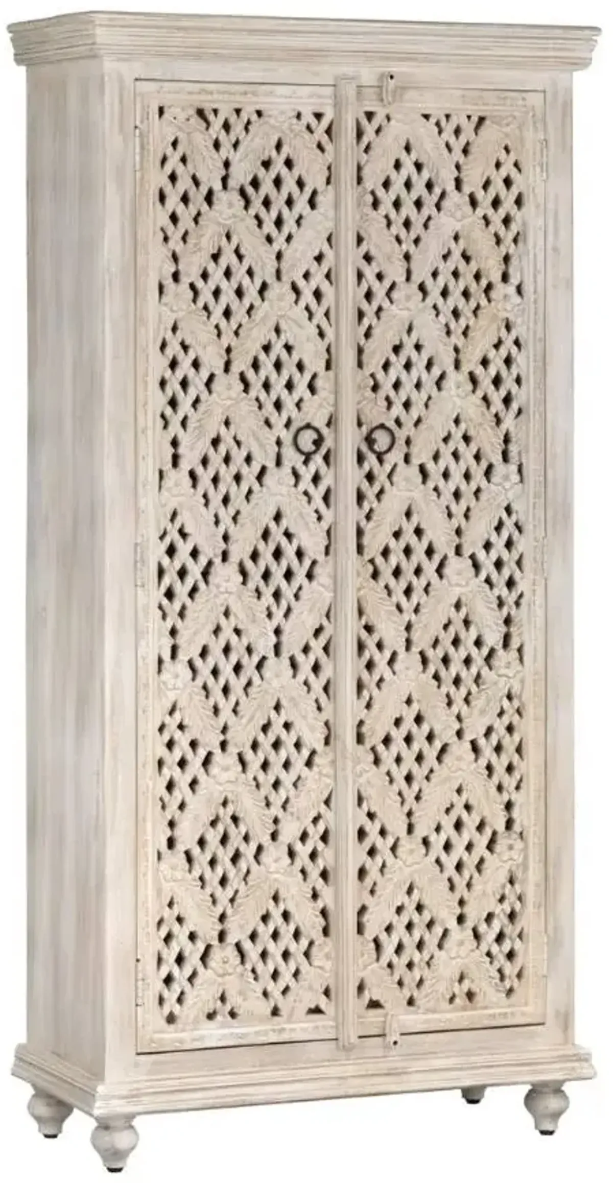Crestview Collection Lattice White Wash Cabinet