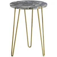 Crestview Collection Westwood Bengal Manor Blue Agate Top Accent Table with Gold Base