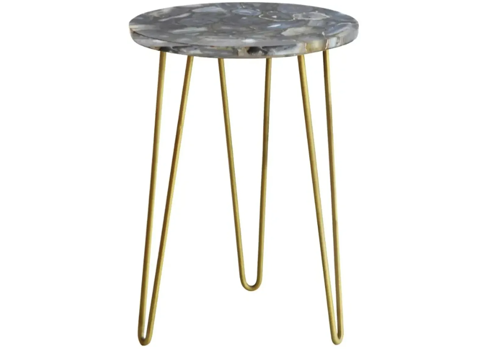 Crestview Collection Westwood Bengal Manor Blue Agate Top Accent Table with Gold Base