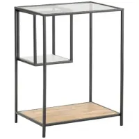 Crestview Collection Downing Glass Top Chairside Table with Black Frame