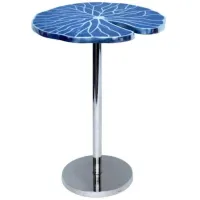 Crestview Collection Blue Springs Blue Accent Table with Silver Base