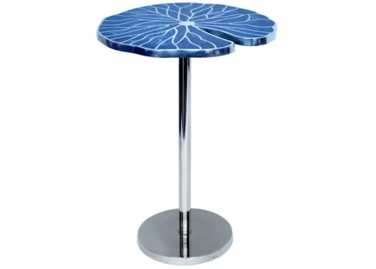 Crestview Collection Blue Springs Blue Accent Table with Silver Base