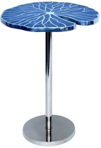 Crestview Collection Blue Springs Blue Accent Table with Silver Base
