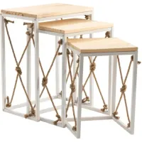 Crestview Collection St. Augustine 3-Piece Natural Nesting Table Set with White Base