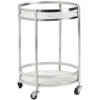 Crestview Collection Hadley Stainless Steel/White Bar Cart