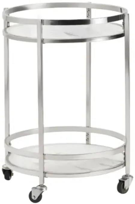 Crestview Collection Hadley Stainless Steel/White Bar Cart